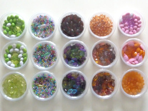Lot of Acrylic Bead Pots - Mixed Colours