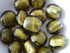 Silver Lined Lampwork Glass Coin Beads 14mm Olive Green 