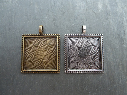 Ornate Square Pendant Setting Blanks 25mm