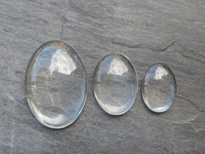 Crystal Clear 10x14mm Domed Oval Glass Cabochon