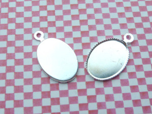 Silver Plated Oval Charm Blanks - 13x18mm (10pk)