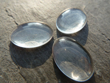 Crystal Clear Domed Oval Glass Cabochons 13x18mm