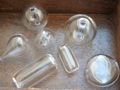 Clear Hollow Blown Glass Beads - Tube 11x26mm