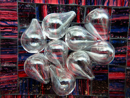 Clear Hollow Blown Glass Beads - Teardrop 14x20mm