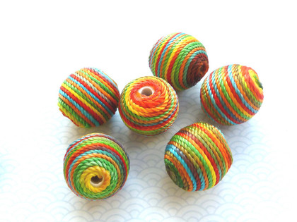 Rainbow Cord Wooden Beads 20mm