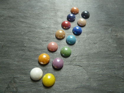 Colourful Glass Cabochons 9.5-10mm