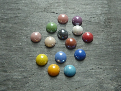 Colourful Glass Cabochons ca. 8mm