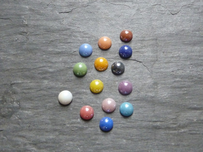 Colourful Glass Cabochons ca. 6.5mm