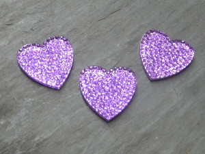 Heart shaped sparkled Resin Cabochons 21mm