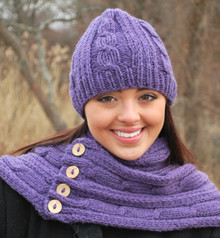 Heather Cable Hat and Scarf