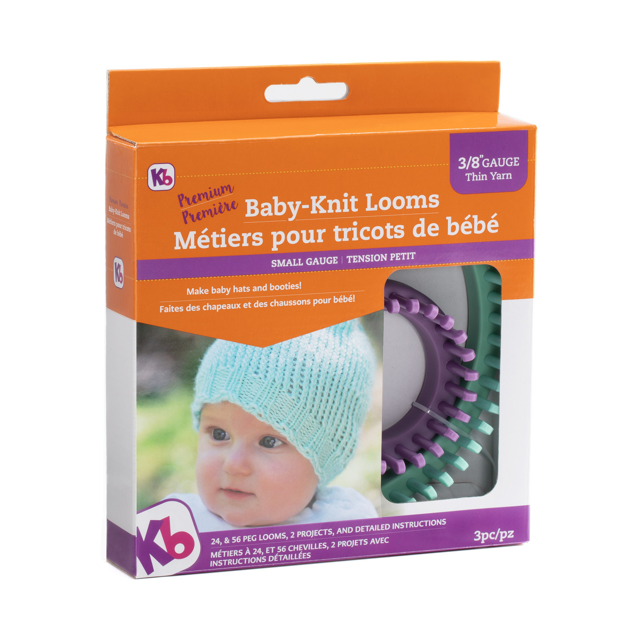 Authentic Knitting Board KB Baby Knit Loom Viola e Verde 7.5 x 7.5 x 1.5 