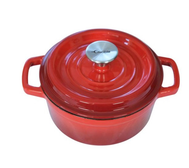 Enameled Cast Iron Dutch Oven Pot (7.87 / 20 cm diameter) with Dual Handle  and Cover Casserole Dish - Round Red - Best Life Now LLC