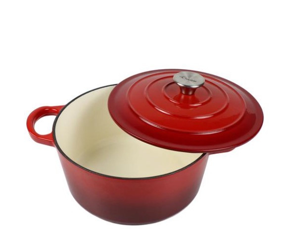 Dutch Oven Enameled Cast Iron Pot with Dual Handle and Cover Casserole Dish  - Round Red 10.23 (26 cm)