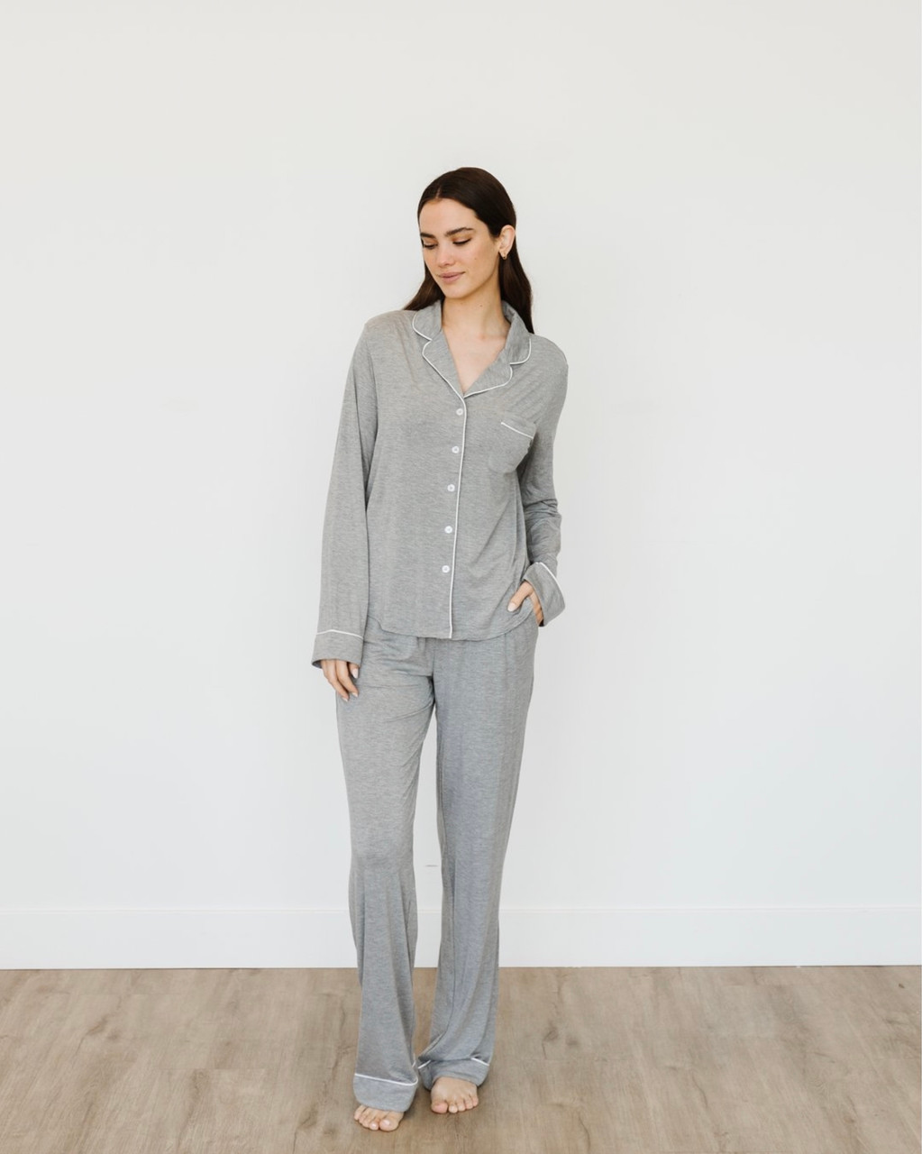 Cozy Earth Women's Long Sleeve Stretch-Knit Bamboo Pajama Set