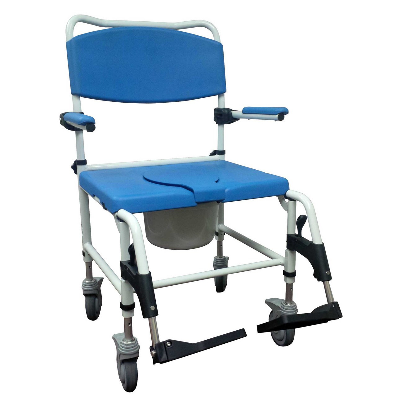 Bariatric Aluminum Rehab Shower Commode Chair with Two Rear-Locking Casters  By Drive - MedServ, Formerly Choice Mobility