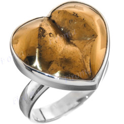 13/16" 925 Silver Gold Drusy Face Heart us 9 Titanium Ring