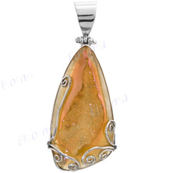2 3/16" 925 Sterling Silver Titanium Druzy us Pink Pendant