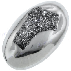 Cabochon Agate Druzy Oval 1"(25mm) Silver Mist Titanium