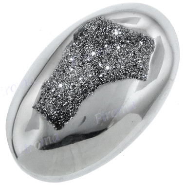 Cabochon Agate Druzy Oval 1"(25mm) Silver Mist Titanium