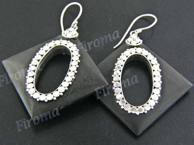 1 11/16" 925 Silver Sono Wood French Hook Earrings