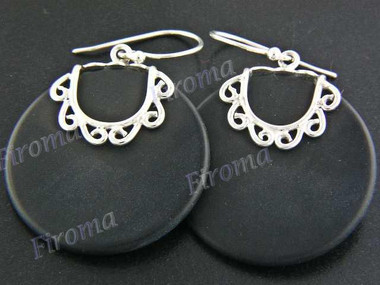 1 1/8" 925 Silver Volcanic Stone French Wires Earrings