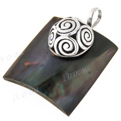 1 9/16" 925 Silver Pen Shell Iridescent Pendant