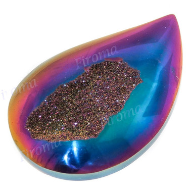 Cabochon Window Drusy 1 3/8"(35mm) Titanium Rainbow