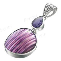 1 11/16" 925 Silver Turbo Shell Amethystl Purple Pendant