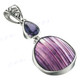 1 11/16" 925 Silver Turbo Shell Amethystl Purple Pendant