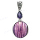 1 11/16" 925 Silver Turbo Shell Amethystl Purple Pendant