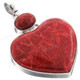 2 1/4" 925 Sterling Silver Red Coral Heart us Pendant