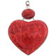 2 1/4" 925 Sterling Silver Red Coral Heart us Pendant