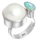 1" 925 Sterling Silver Opal White Mabe Pearl Face us 6 Ring