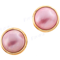 11/16" 925 Silver Pink Mabe Pearl Gold Post Earrings