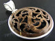 2 3/8" 925 Silver Carved Coconut Shell Pendant