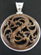 2 3/8" 925 Silver Carved Coconut Shell Pendant