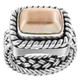 13/16" 925 Sterling Silver Square Champagne Mabe us 8 Ring