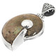 925 Silver Iridescent Ammonite Fossil Ammolite Dual Sided Pendant, 1 3/4"