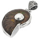 925 Silver Iridescent Ammonite Fossil Ammolite Dual Sided Pendant, 1 7/8"