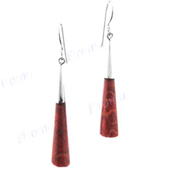 1 3/8" 925 Sterling Silver Genuine Red Coral Drop Earrings