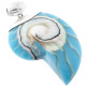 2 3/8" 925 Silver Nautilus Shell Turquoise Blue Pendant