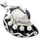3" 925 Silver Freshwater Pearl Nautilus Shell Black Pendant