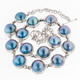 925 Sterling Silver Blue Mabe Pearl us 21" Necklace