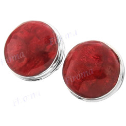 3/4" 925 Sterling Silver Red Sponge Coral Earrings