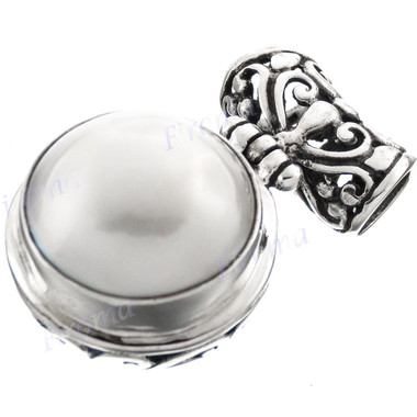 1 3/16" 925 Sterling Silver White Mabe Pearl us Pendant