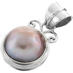 1 1/4" 925 Sterling Silver Champagne Mabe Pearl us Pendant