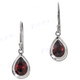 1" 925 Silver Red Garnet Teardrop French Hook Earrings