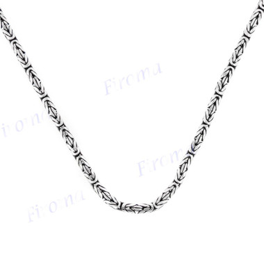4mm 925 Sterling Silver Byzantine Chain Necklace Removable Endcap