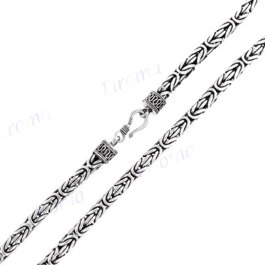 5mm Mens 925 Sterling Silver Byzantine Chain Necklace With Removable Endcap
