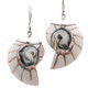 1 3/16" 925 Silver Nautilus Shell White French Earrings